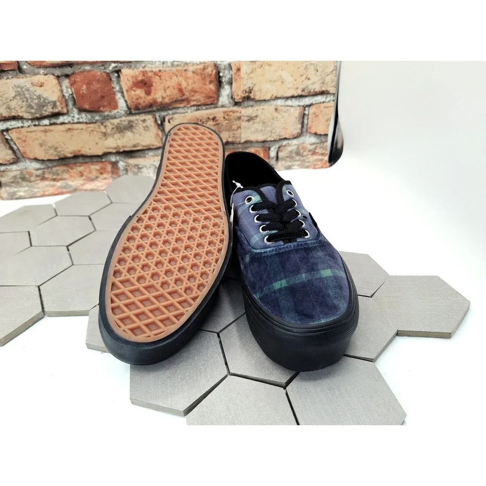 VANS Authentic Stackform Velvet Plaid Blue School Girl Platform Women's Size 9.5 - Picture 3 of 9